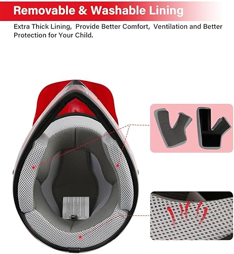 Miniatura 7 de TCT-MOTORPARTS DOT - Casco de motocross para niños y jóvenes, casco de cara completa para motocross, ATV, todoterreno, casco de cuatro ruedas, araña