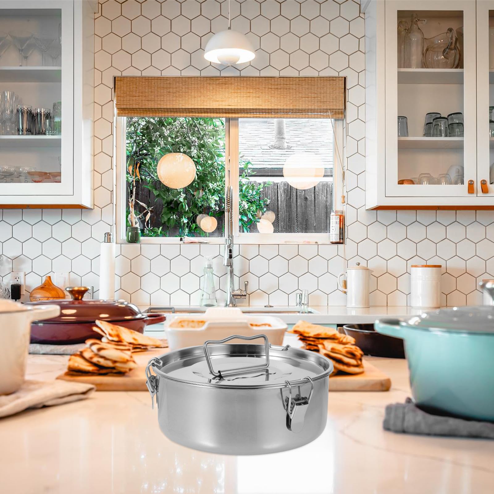 Abaodam Molde para Flan de Acero Inoxidable con Tapa y Asa, Olla Vaporera Resistente para Cocinar al Vapor y Hornear Postres de Manera Práctica y Duradera