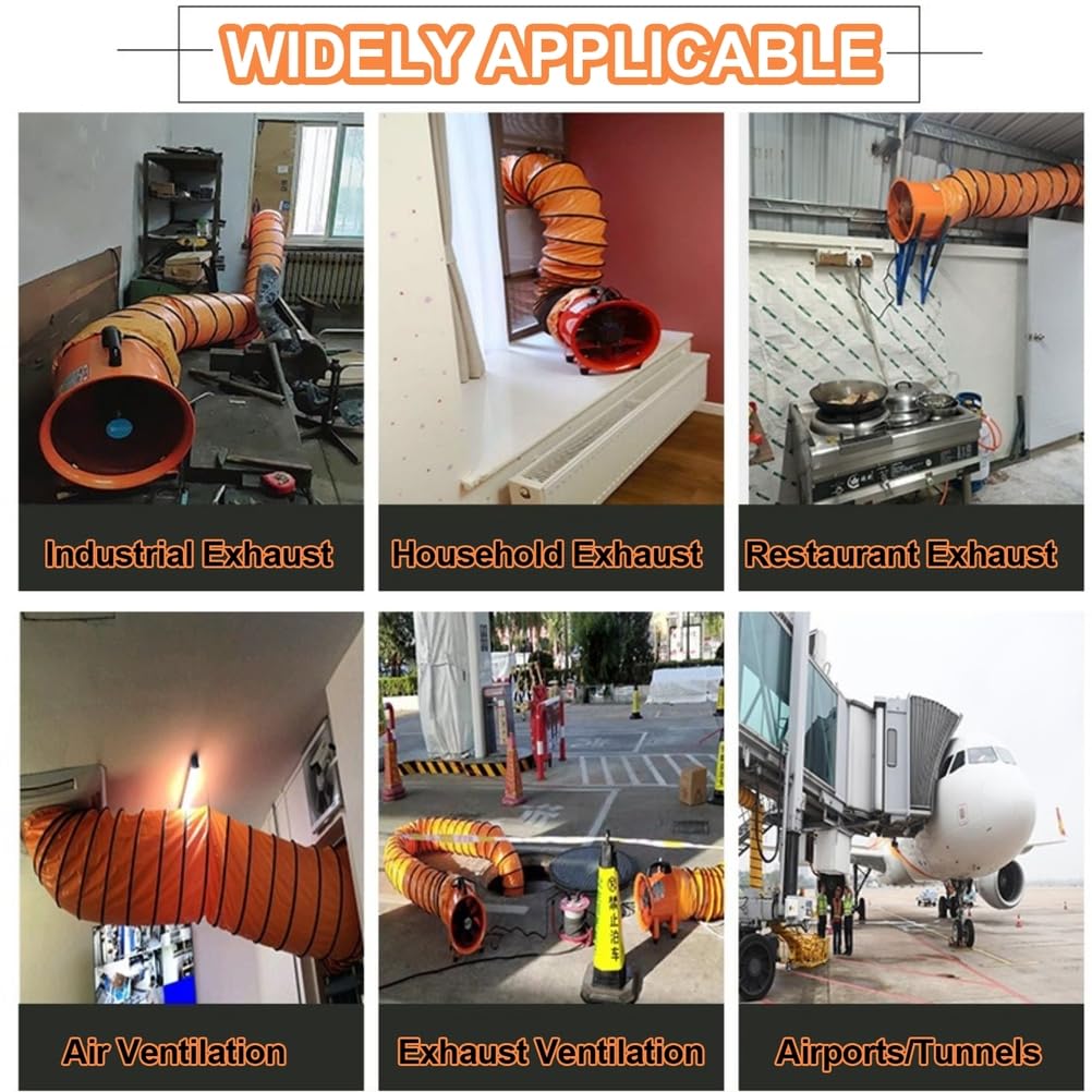 Manguera Flexible de PVC para conductos, conducto telescópico portátil para Sistemas de climatización, Manguera de ventilación para extractores y sopladores,10m/32ft,Dia 15cm(5 9/10")