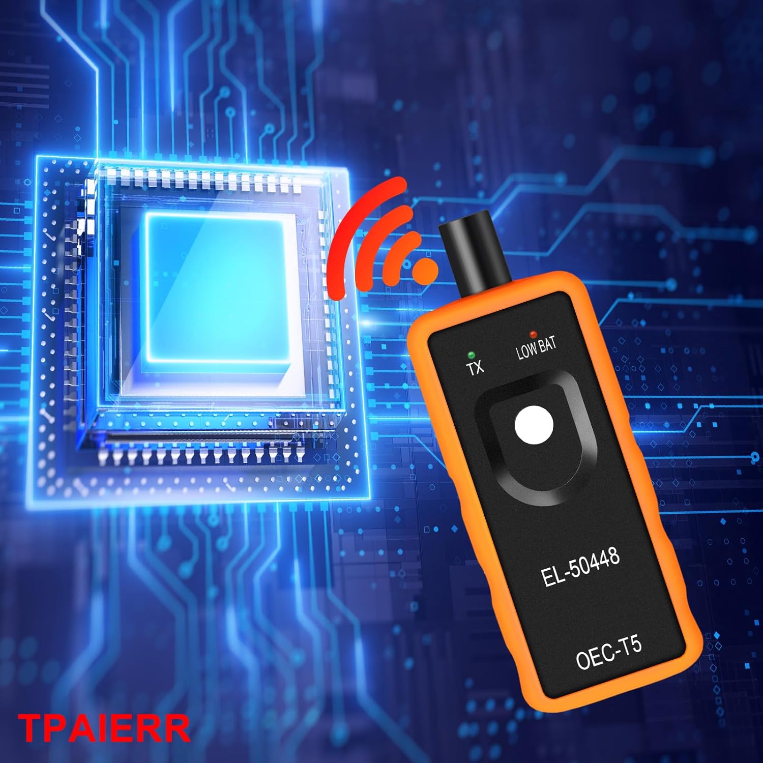 5Pcs TPMS Sensor with Relearn Tool, 315Mhz OE 13598771 13598772 13586335 13581558 EL-50448 Tire Pressure Monitoring System Compatible with Chevrolet/Chevy/Silverado/GMC/Buick/Cadillac (Black)