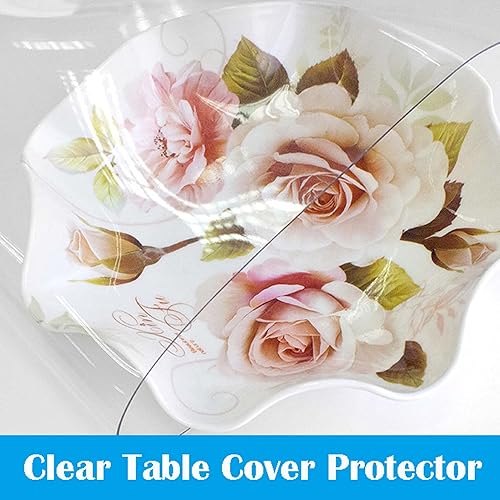 Miniatura 3 de Protector de mesa rectangular de 28 x 55 pulgadas, tapete de escritorio de plástico PVC de 0.079in de grosor, impermeable, transparente, mantel
