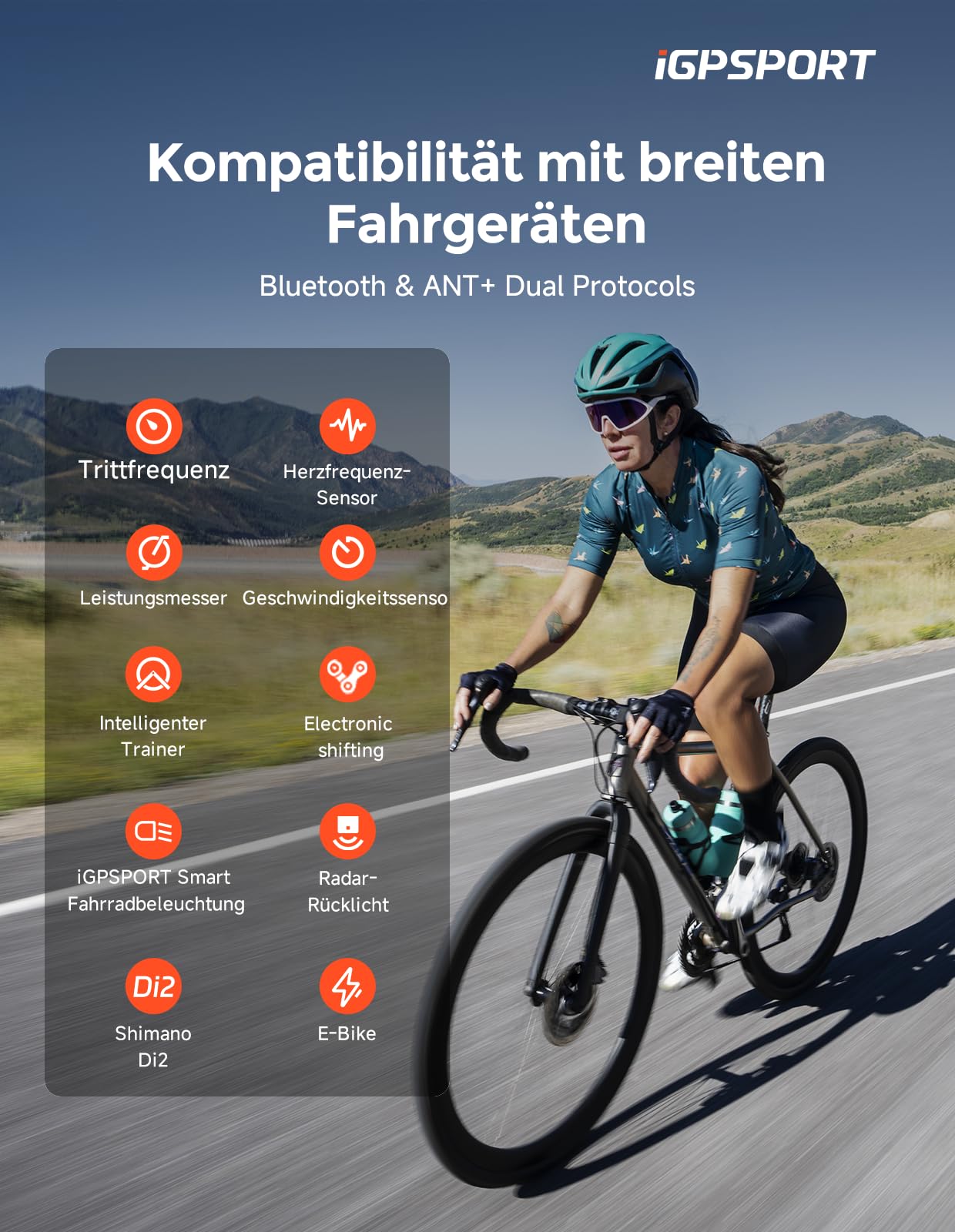 iGPSPORT BSC300T GPS Fahrradcomputer Kabellos, 2.4-Zoll-Touchscreen und Tasten, MAP-Navigation, Trainingsfunktion, Bluetooth, ANT+, E-Bike