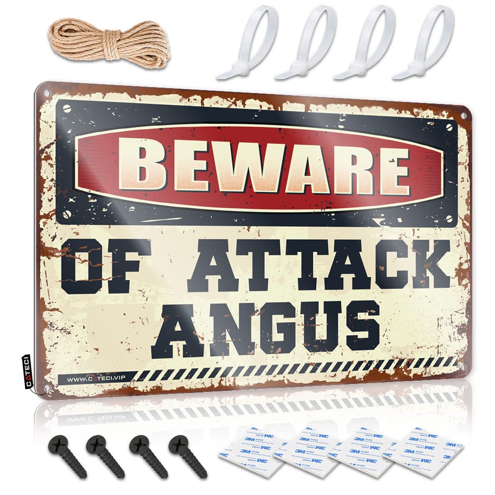 Tin Sign Artwork Ready To Hang - Beware Of Attack Angus Letters For Teacher(30X40CM)