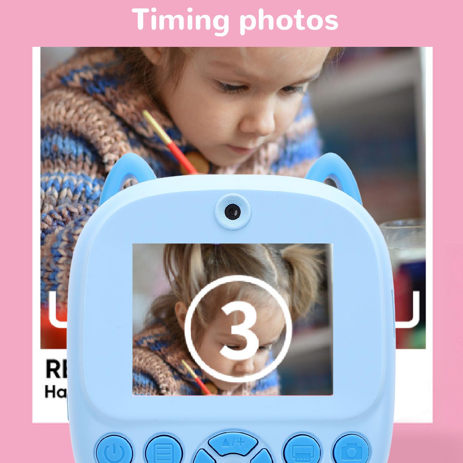 Cuifati Sofortbildkamera 48 MP 1080P Kinder-Digitalkamera Thermodrucktechnologie 2,4-Zoll 6-fach Digitalzoom Blau