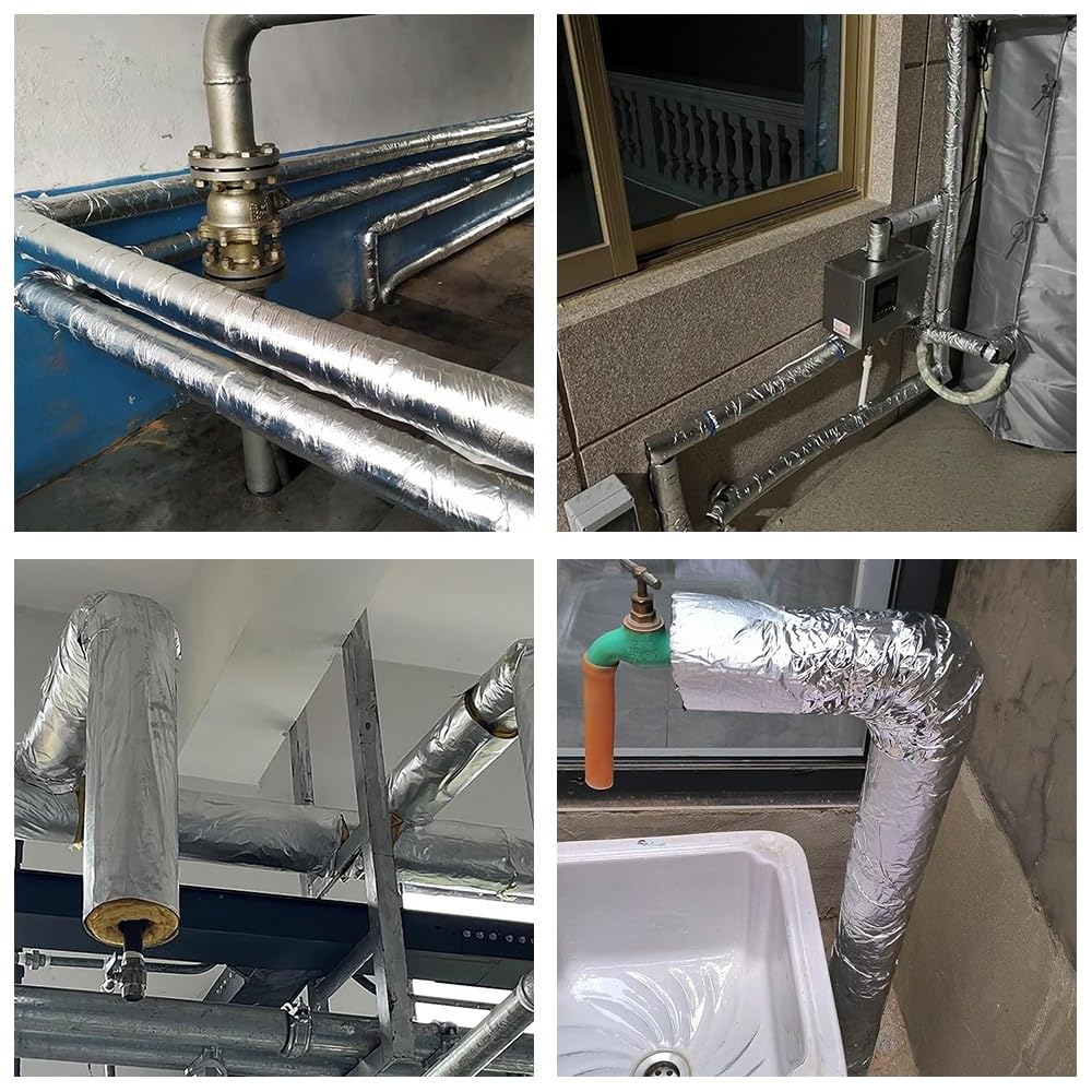 Rohrisolierung, Rauchrohrisolierung aus Aluminium-Folien und Glaswolle, Heizungsrohre, ist wasserdicht und flammhemmend, für Klimaanlage und Gasrohre, in 30/50mm Dicke(ID108.0mmxT30.0mmxL1.0m)