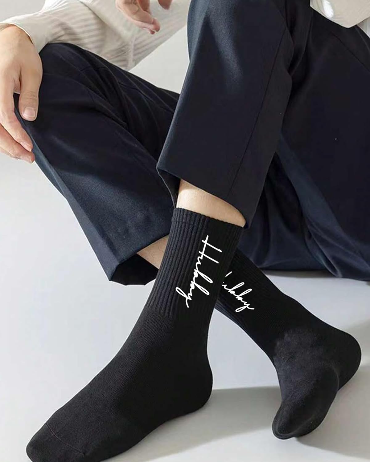 HubbyWifeyGifts Couples Socks for Mr & Mrs Valentines Day Gifts, Wedding Crew Socks for Bride and Groom, Engagement Gift - Image 7