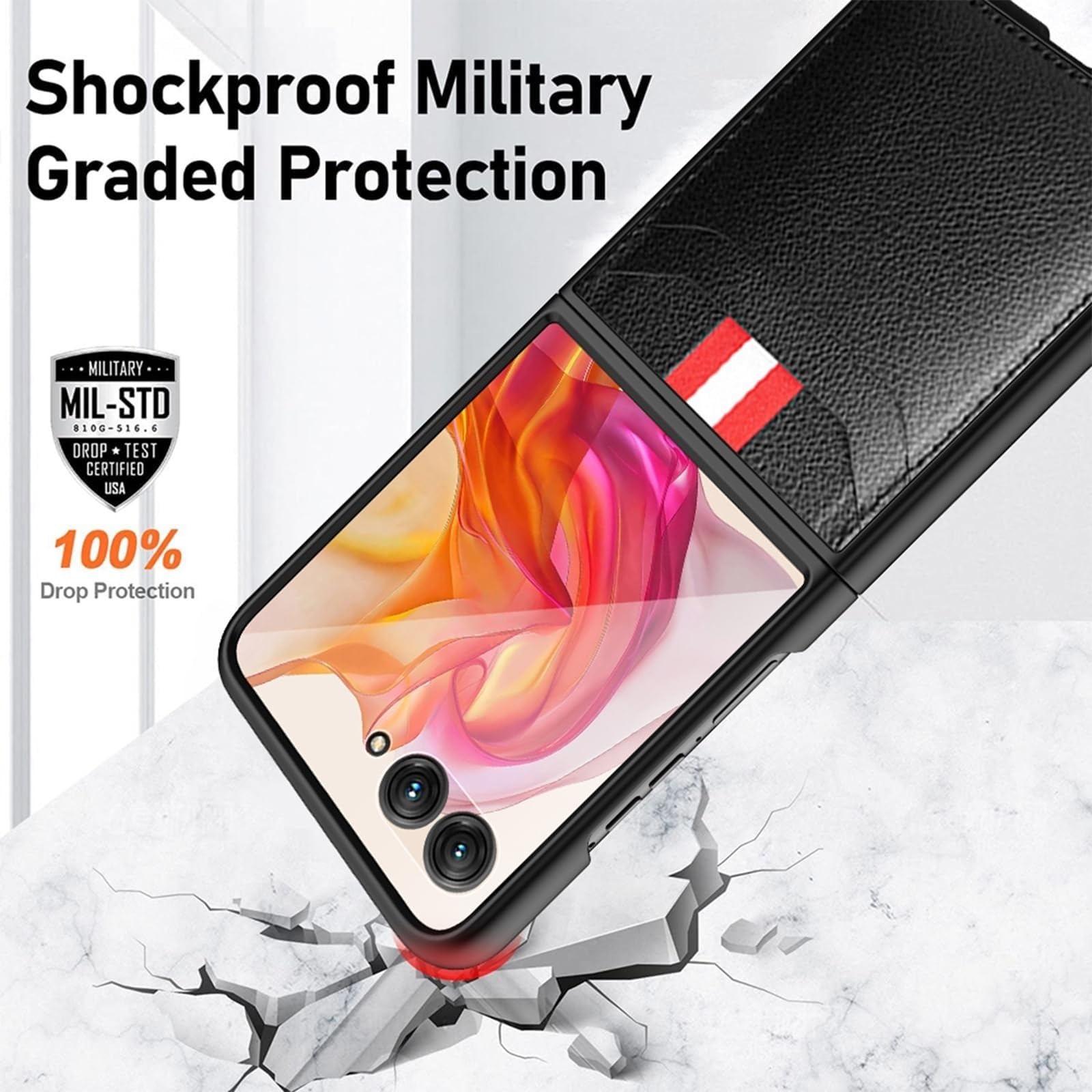 Pokrowiec na Motorola Razr 60 Ultra/60, szkło hartowane ochraniacz ekranu powłoka przegródki na karty portfel etui na telefon smukłe skórzane etui (niebieski, 60)