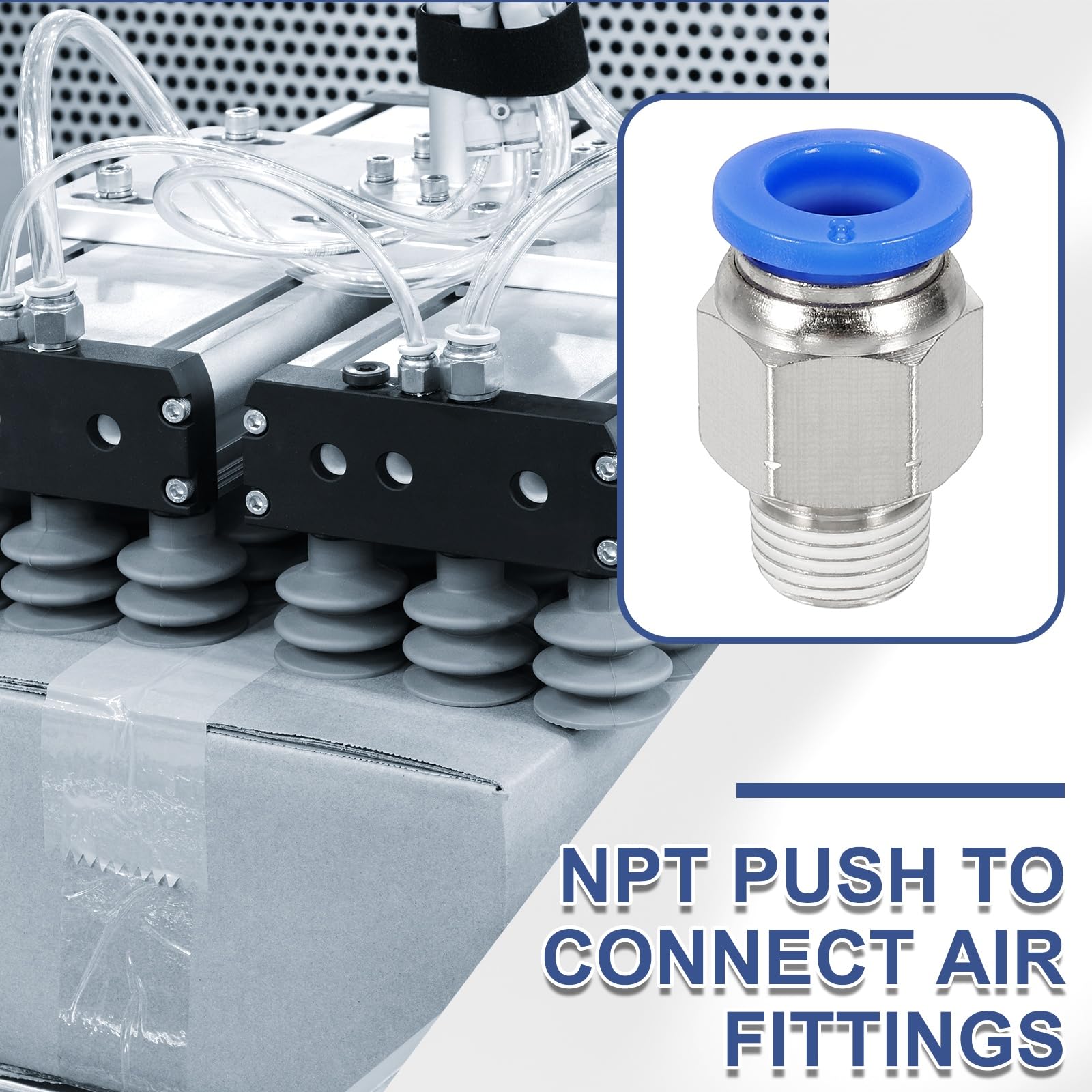 QUARKZMAN 2 Pezzi Raccordi Aria Push To Connect NPT, Maschio Dritto 8mm Diametro Esterno Tubo x Filettatura NPT 1/8" Connettore Rapido Aria Adattatore per Tubo Gas Strumenti Pneumatici, Blu
