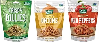 Fresh Gourmet Variety Pack - Includes Pickle-Flavored Crispy Dillies, Garlic Pepper Crispy Onions, and Crispy Red Peppers, 3.5 Oz Each - Perfect for Salads, Burgers, and Toppings (3-Pack) Variety Pack
