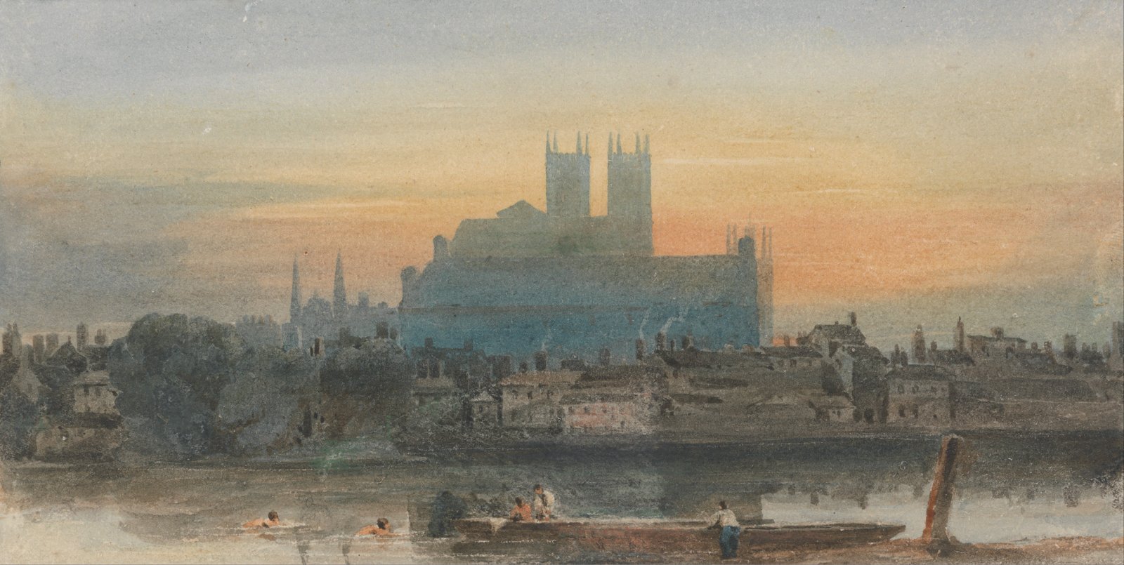 Tableau David Cox Westminster grand format cadre marron anti-reflet