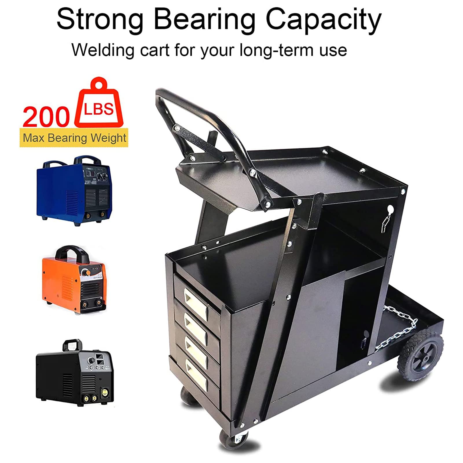 Pinypikaka 4 Drawer Cabinet Welding Welder Cart Plasma Cutter Tank Storage MIG TIG, 220lbs