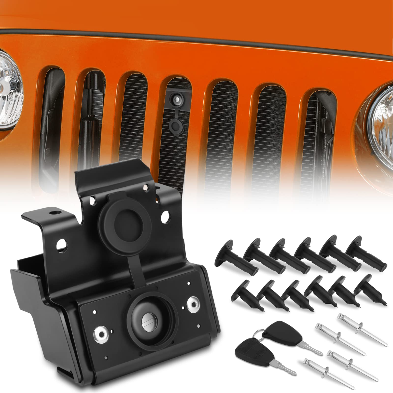 cciyu Pair fits for Jeep Wrangler JK 2 Doors / 4 Doors(2007 2008 2009 2010 2011 2012 2013 2014 2015 2016 2017 2018) Hood Catch Latch Set Kit Hood Locking Red Aluminum Umlimted.