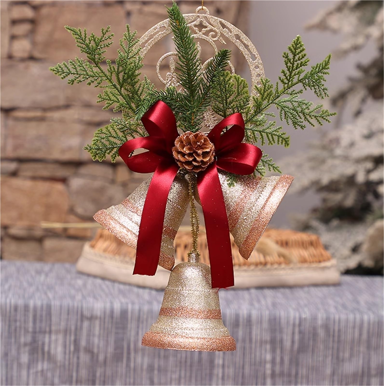 Decorazione per Albero di Natale Ornamento Della Campana Di Natale Lucido Decorazione Anniversario Albero Decorazione Natalizia(Rot)