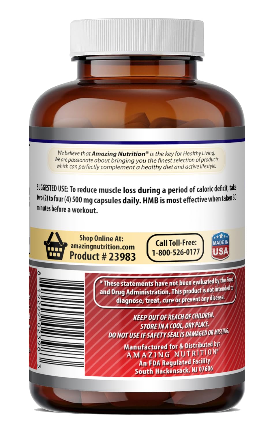 Amazing Formulas HMB 1000mg Capsules Supplement (Gluten Free) -Supports Workout Recovery (120 Capsules) — Amazon image 3