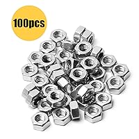 Vista 4 de 100 piezas de tuercas hexagonales de 1/4-20, acero inoxidable 304, accionamiento hexagonal, tuercas UNC, tuercas de repuesto de 1/4" de acero