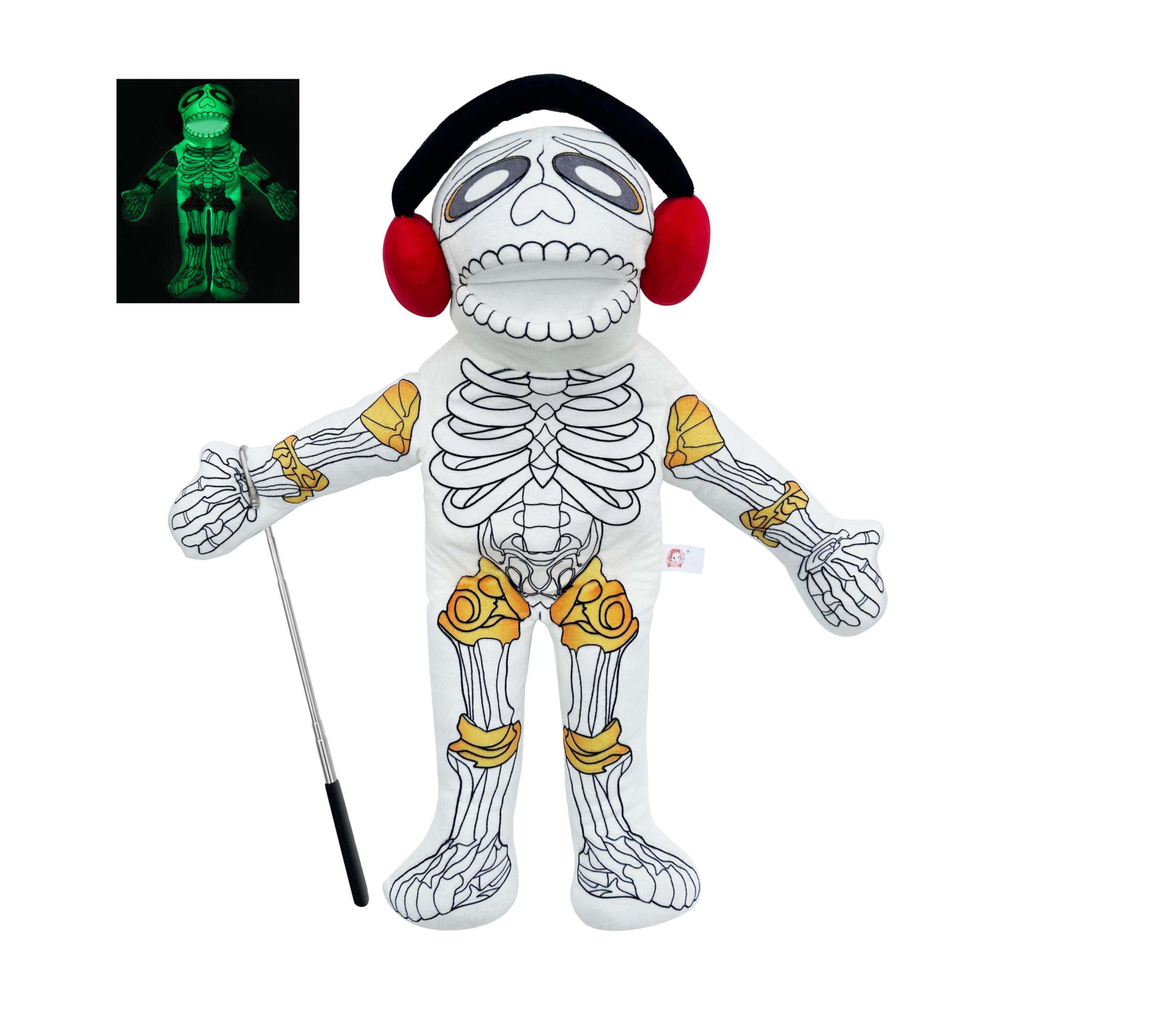 25",Rodayna Skeleton(Glow in the Dark) Puppet,Full Body,Ventriloquist Style Puppet,Hand Puppet with Movable Mouth for Kids and Adults