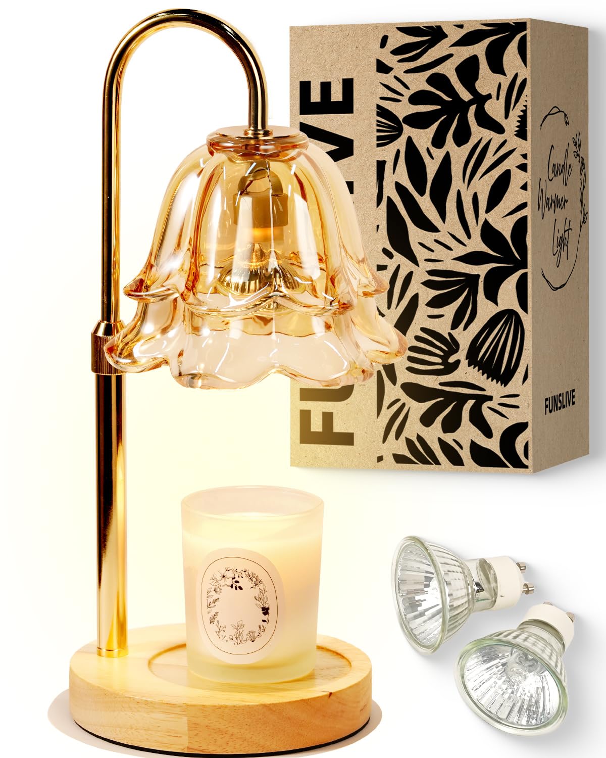 Flower Candle Warmer Lamp with Timer Dimmable, Mothers Day Birthday Gifts for Women Mom, Candle Warming Light Height Adjustable, Wax Melt Warmer for Jar Scented Candles, Housewarming Candle Lamp — image 1
