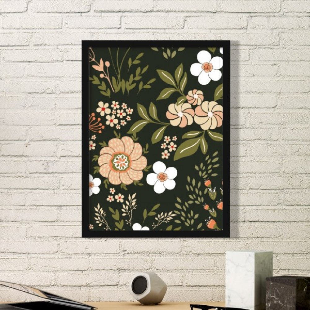 Cadre photo rectangle bois noir décoration maison et peinture plante sauvage