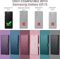 Vista 2 de Funda tipo cartera para Samsung Galaxy S21 FE 5G, con bloqueo RFID, tarjetero de crédito, de piel sintética, función atril, funda protectora a Azul