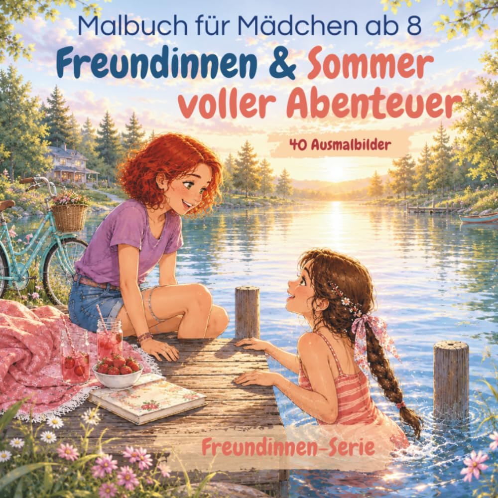 Freundinnen & Sommer voller Abenteuer: 40 sommerliche Ausmalbilder über Freundschaft, Ferien, Natur und kleine Abenteuer – für Mädchen von 8–12 Jahren (Freundinnen Malbuch-Serie)