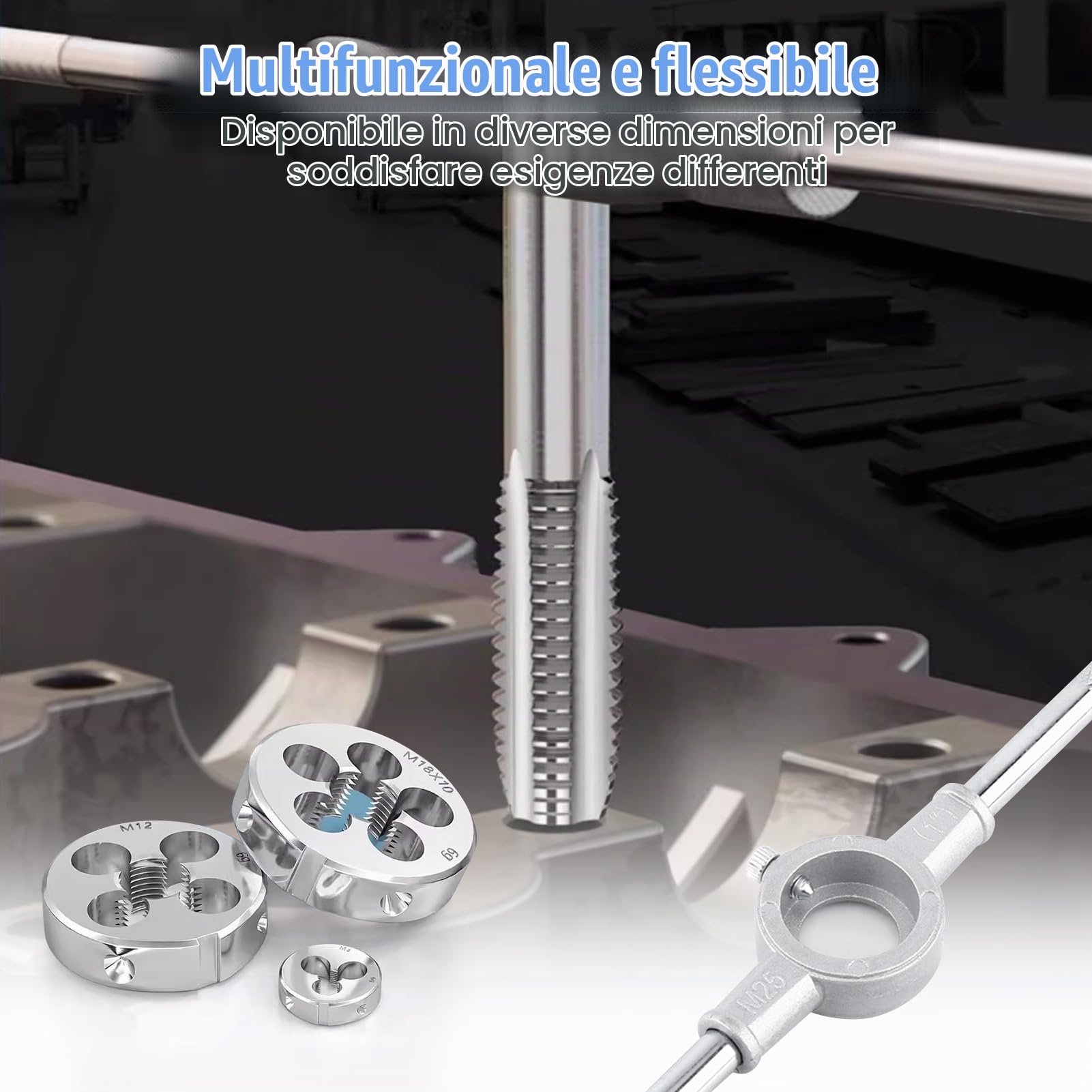 Set di 110 Filiere Maschio e Filiera Matrici M2-M18, Set Maschi e Filiere in Acciaio al Tungsteno Maschi e Filiere con chiave inglese