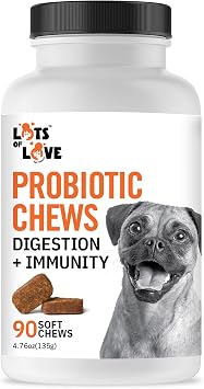 Dog Probiotic Chews 90 Count - Dog probiotics for Digestive & Gut Health - Puppy Pro Biotic Supplement for Nausea, Vomiting & Diarrhea 90 Count