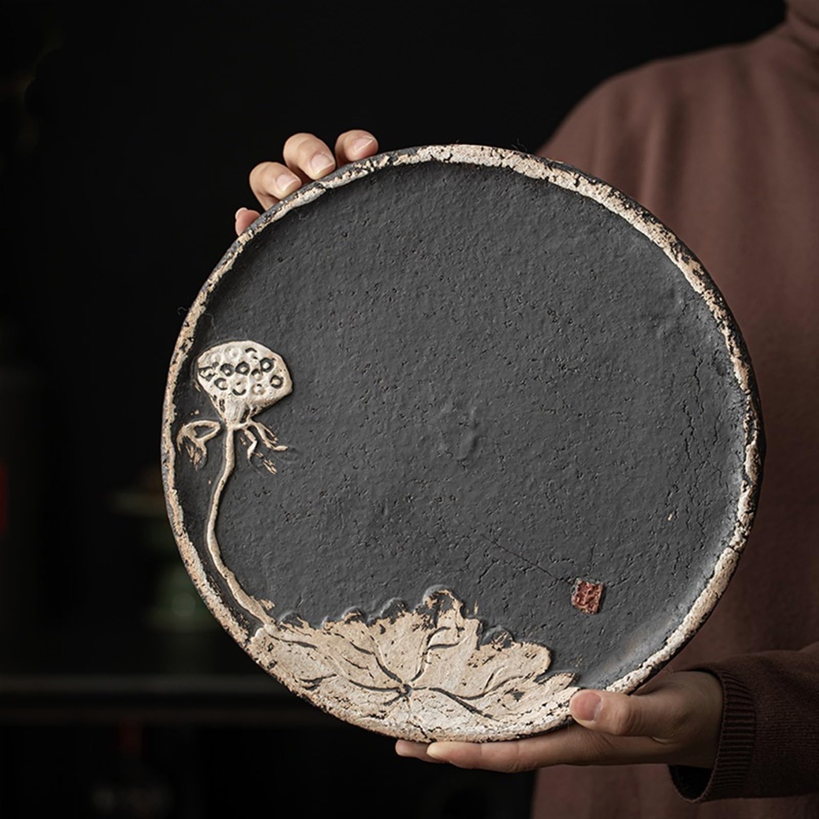 Zestaw do herbaty ceramiczna okrągła sucha bańka taca na herbatę kreatywny lotos bąbelkowy stolik do herbaty dom zestaw do herbaty kung fu taca retro jednowarstwowa sucha taca bąbelkowa chiński zestaw