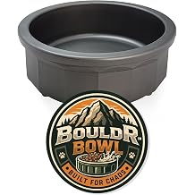 Pet Crock Bowl Thick Durable Plastic Non-Tip Food & Water Dish for Small Dogs, Cats, Birds, Lizards & Other Small Animals Indoor/Outdoor Chew Resistant, Easy Clean Gray, 2 Cups 16oz