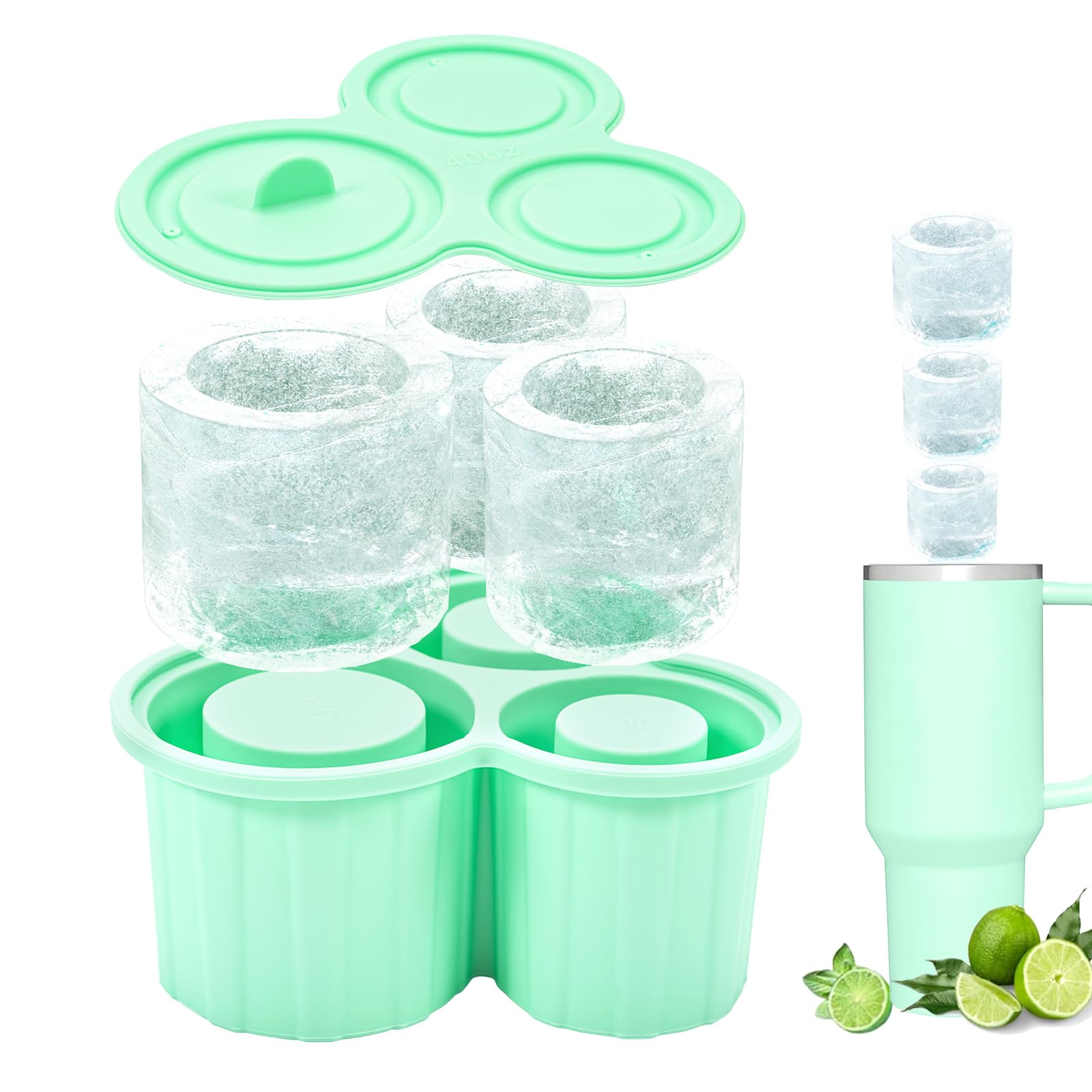 Vassoio Per Cubetti Di Ghiaccio Per Stanley, Macchina Per Cubetti Di Ghiaccio In Silicone Con Coperchio Per La Produzione 100 Nuovo