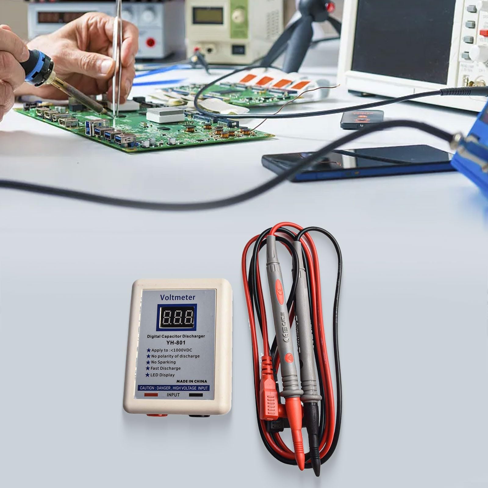 Innovatives tragbares Kondensator-Entladungsgerät mit Spannungsüberwachungsfunktion (Anzeige in Rot)
