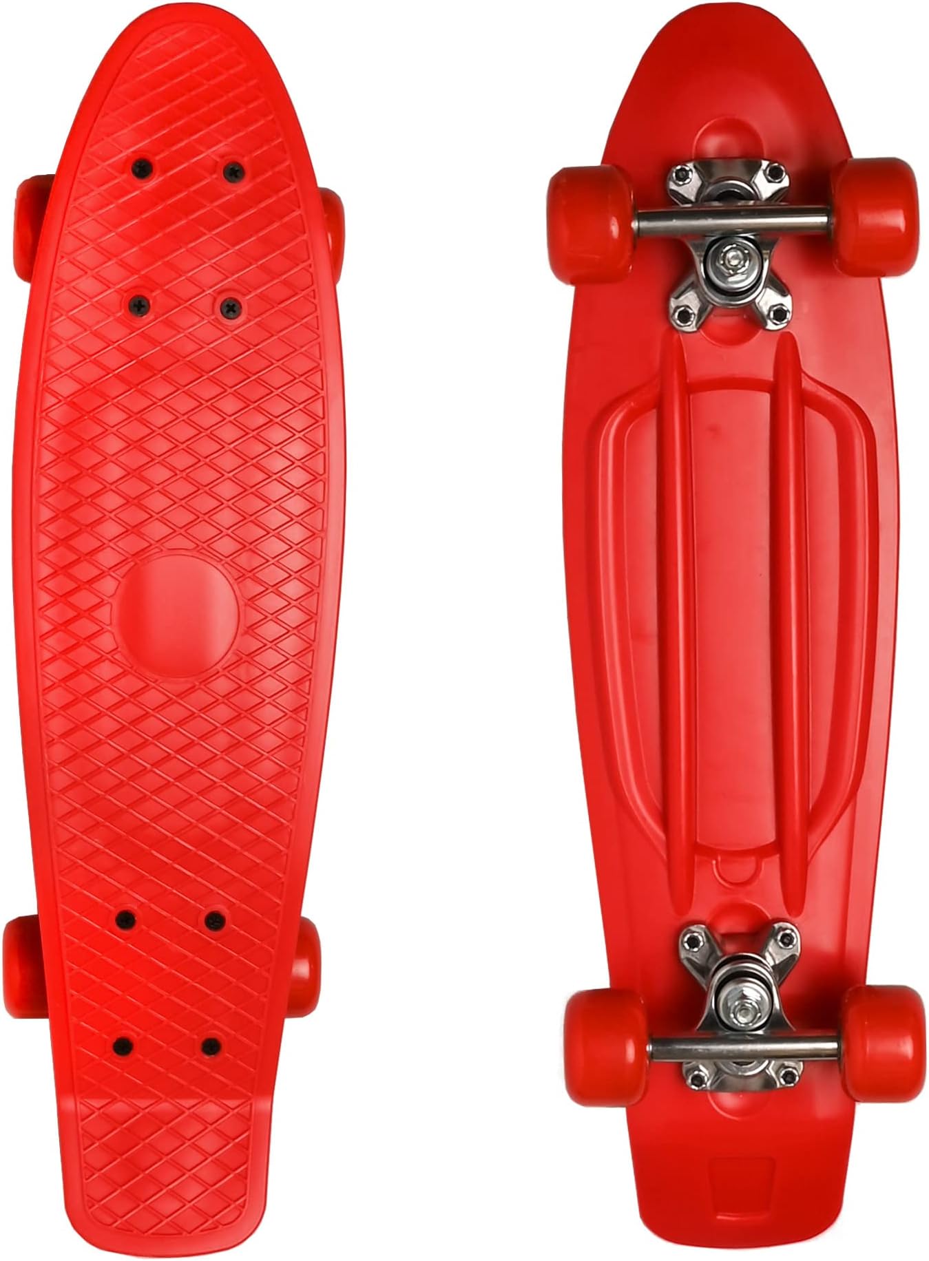 M.Y X-Skate Complete 22" Plastic Retro Beginner Skateboard for Kids Teenagers & Adults Waffle-Style Deck ABEC 7 Bearings for Tricks and Cruising