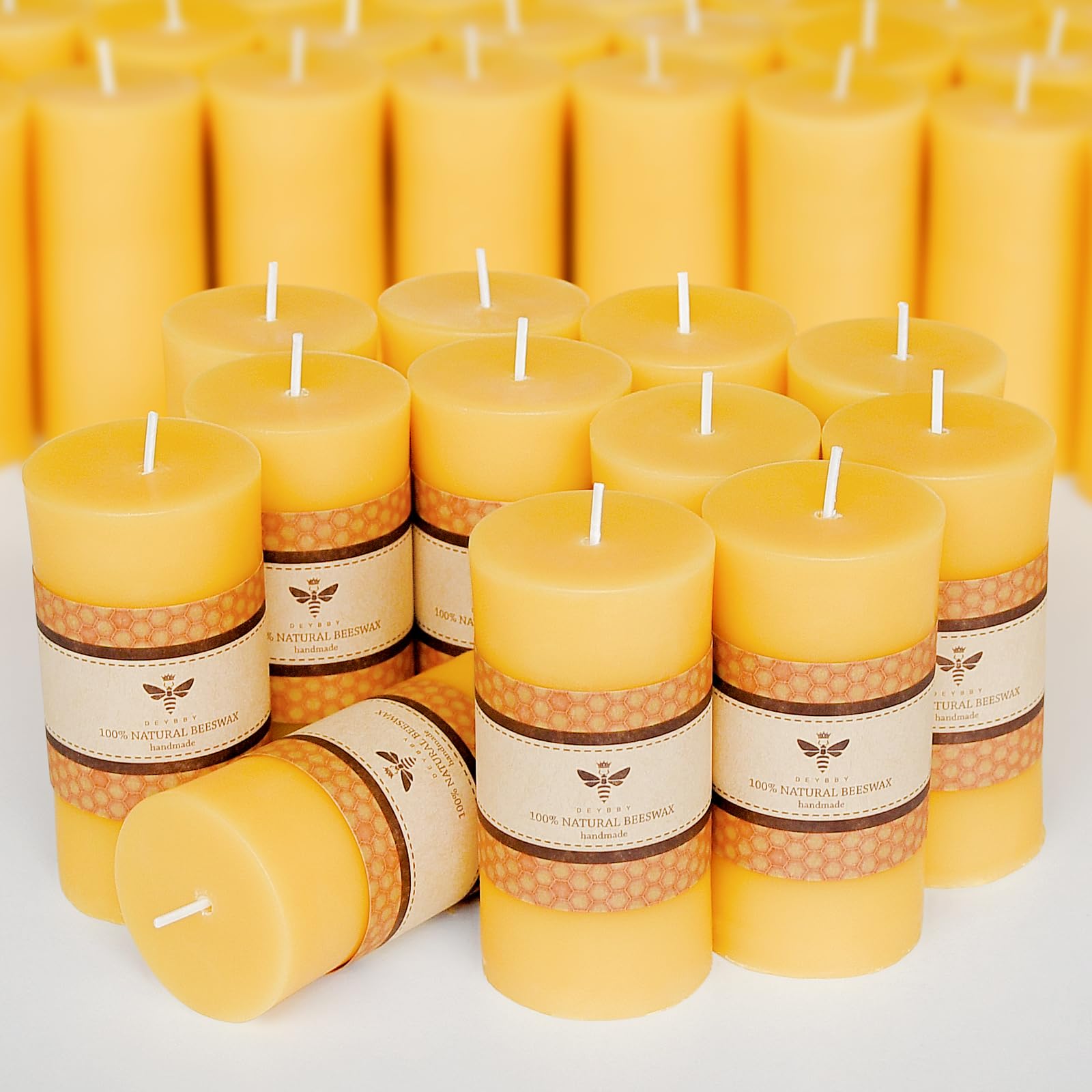 DEYBBY Juego de 12 velas de cera de abeja natural de 4 pulgadas, sin humo, sin goteo, con aroma natural para decoración de habitaciones, fiestas de emergencia, tiempo de combustión de larga duración