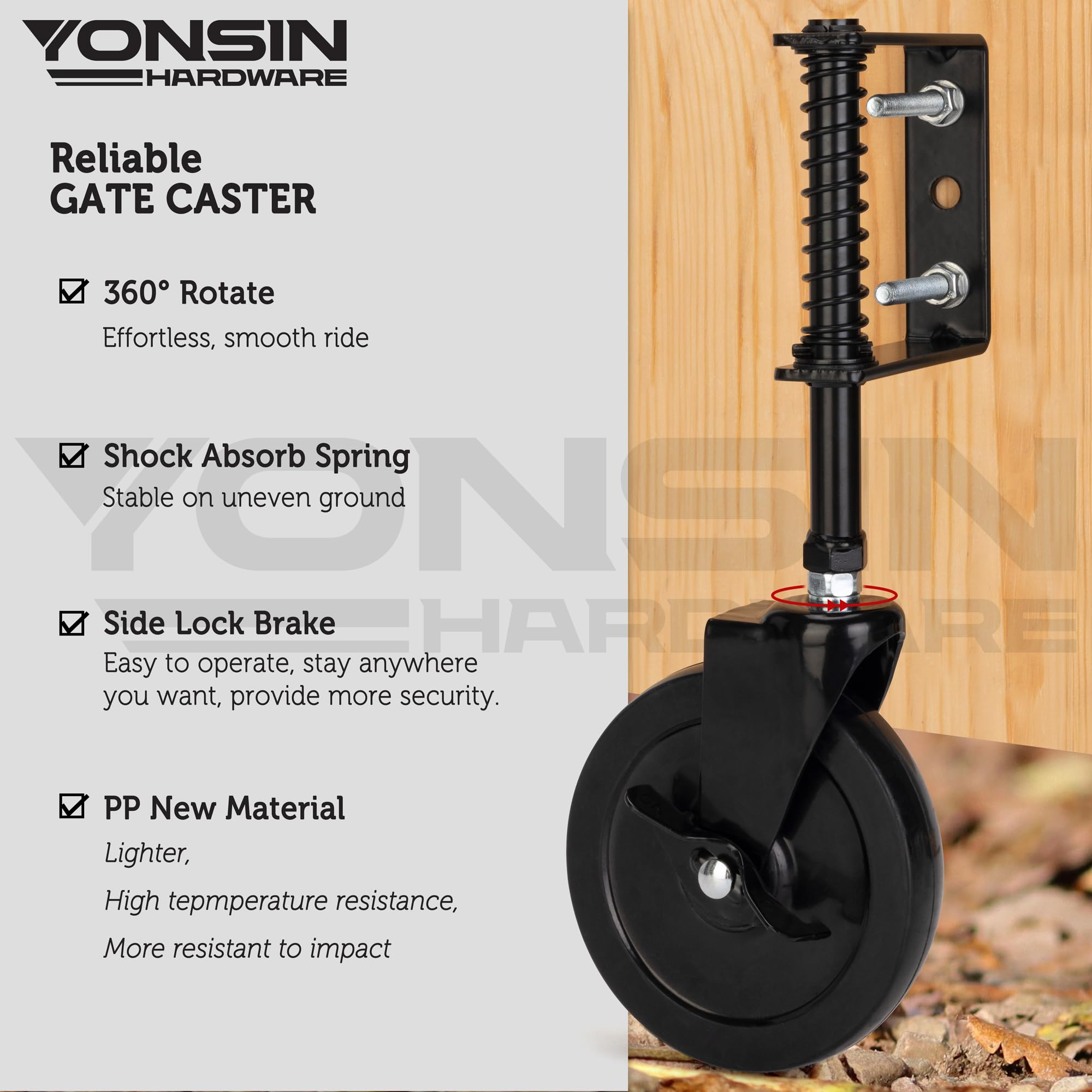 Snapklik.com : YONSIN 5" Heavy Duty Spring Loaded Gate Caster Wheel