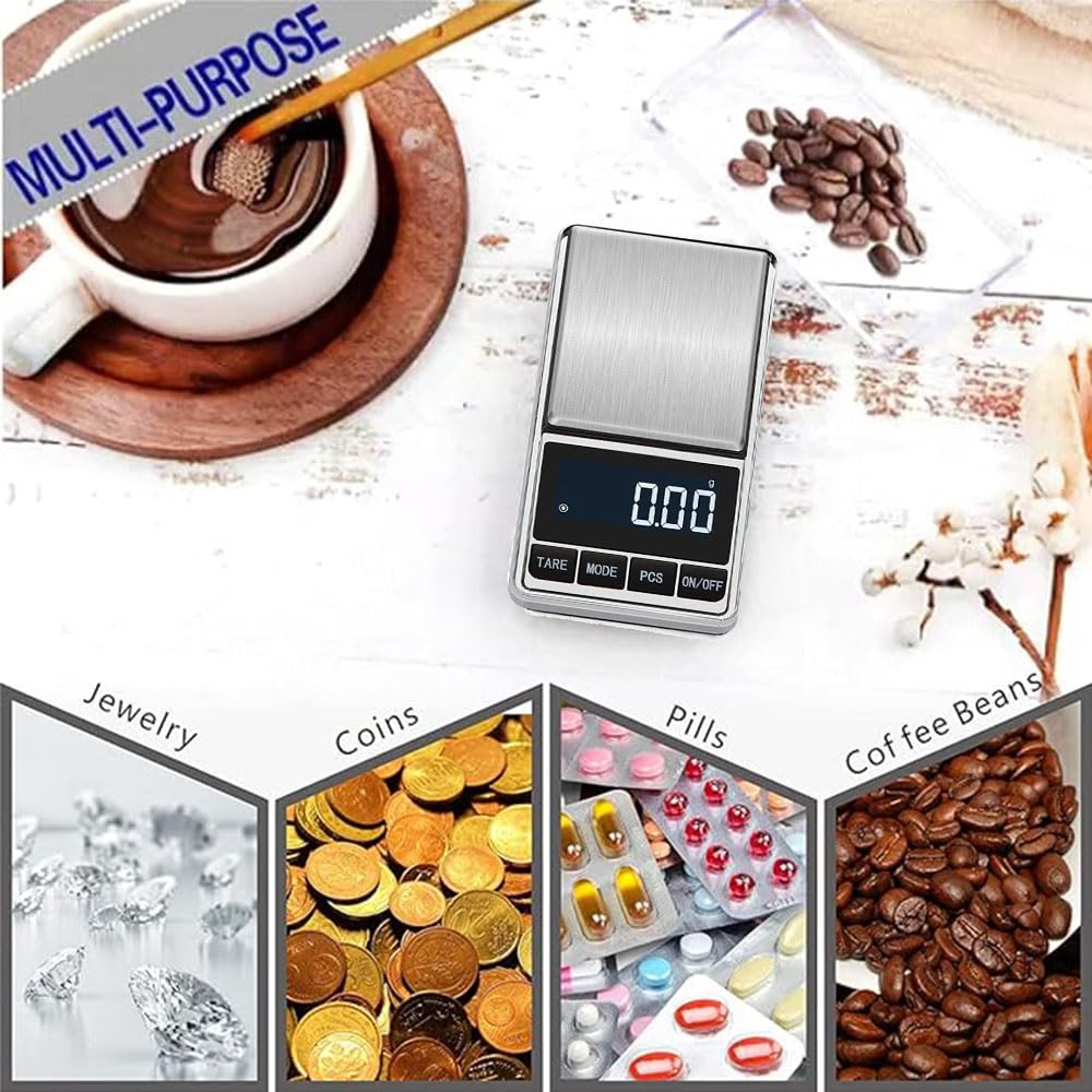 Bilancia digitale di precisione Gram 200g x 0,01g Mini Bilancia tascabile Peso elettronico portatile Bilance gioielli Tara Auto Off Acciaio inox Display retroilluminato bianco