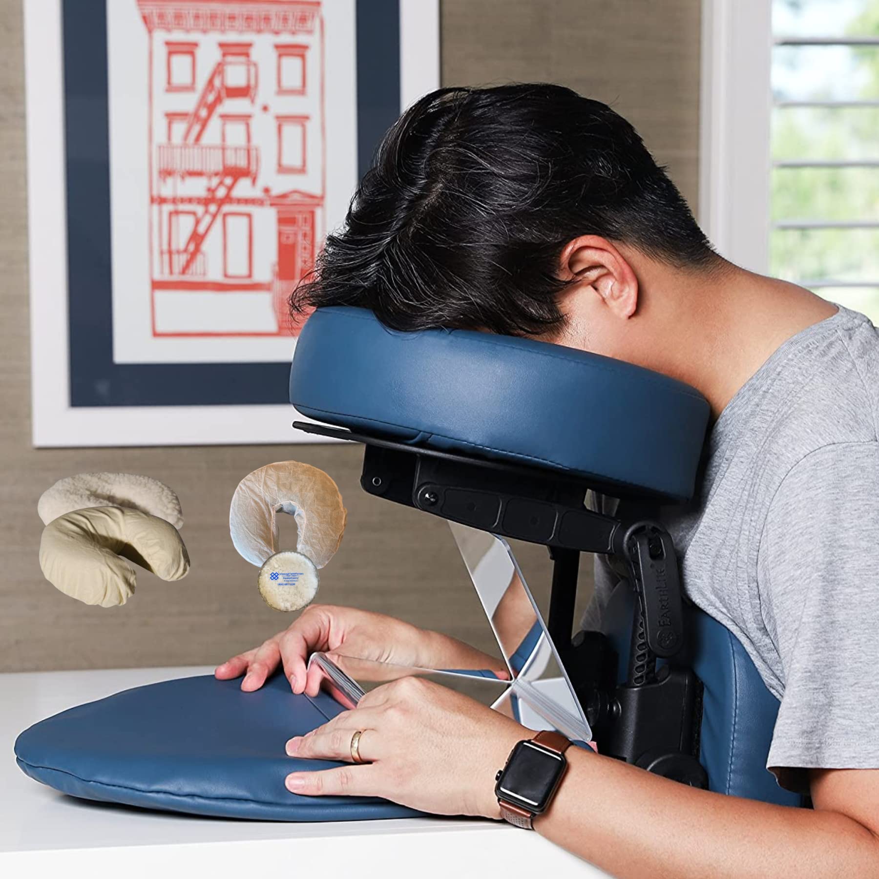 ibodycare Complete Face Down Equipment Eye Surgery Face Down Support System Bundle +Mirror +Ice Pack +Covers Macular Hole Retinal Detachment Vitrectomy (Kit 2 Bundle Fleece+Flannel Covers)