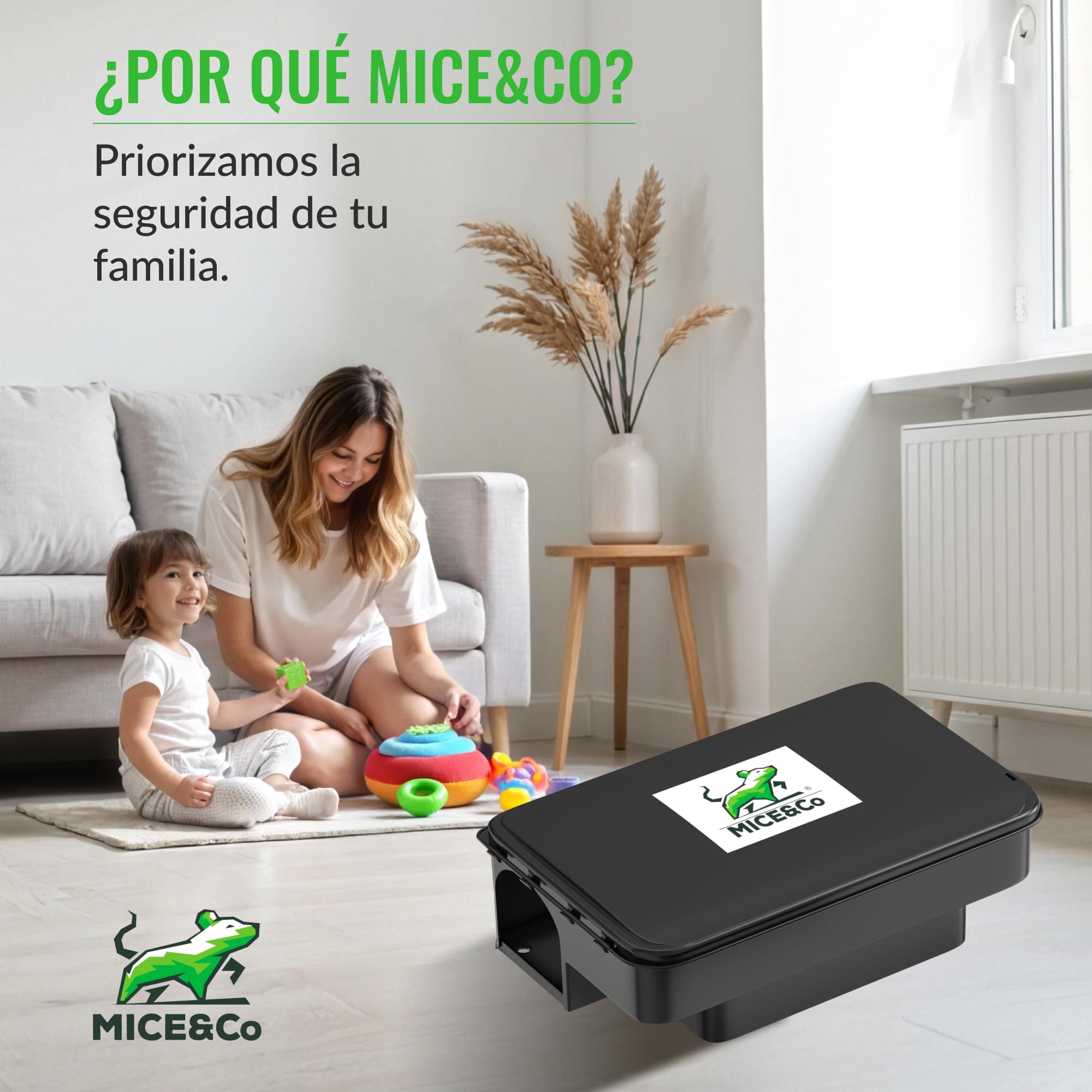 Mice&Co Trampas para Ratas y Ratones Profesionales - Caja Portacebos para Ratas y Ratones | Estación de Cebo Veneno Interior y Exterior | Pack 4 Unidades