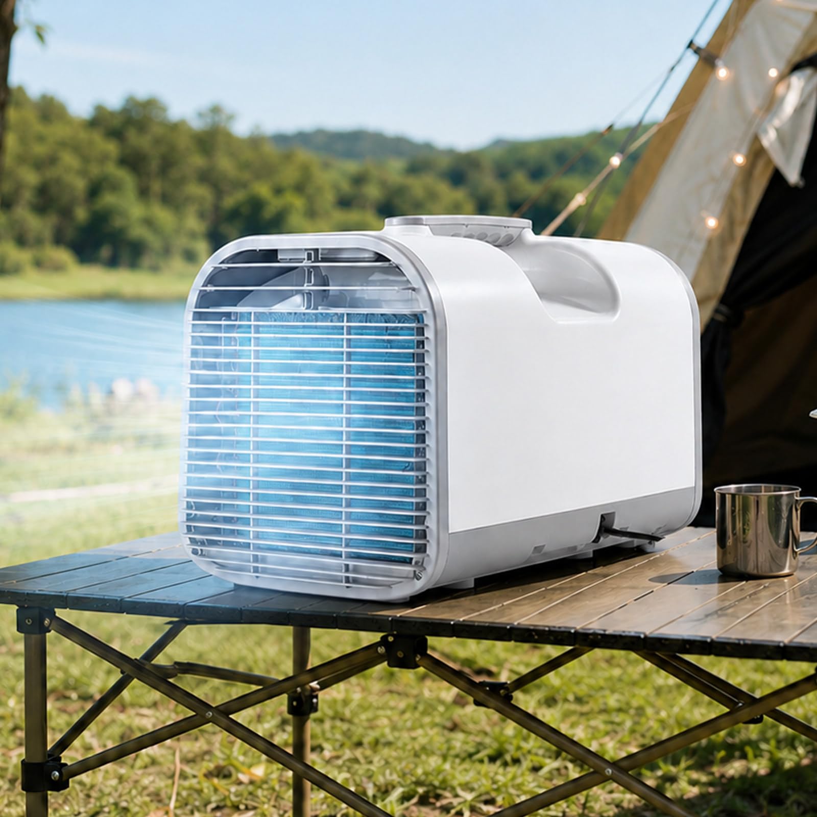 pealiritansemen Campervan Air Conditioner 4777 BTU, Portable 4-in-1 Air Conditioning Unit with Compressor Cooling, Dehumidifier, Sleep Mode, Remote and Voice Control for Camping Tent/Caravan