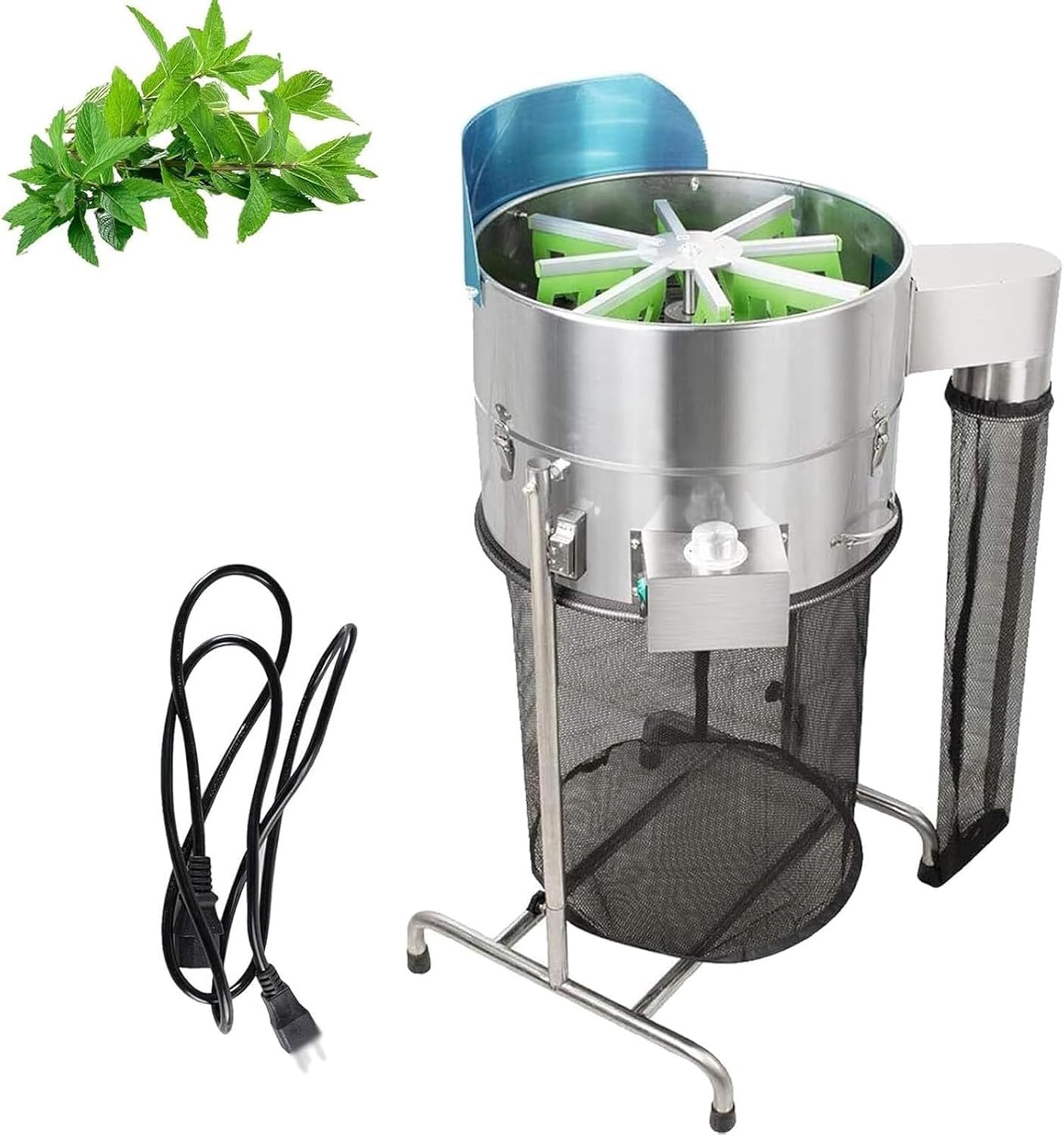 Desbrozadora Eléctrica De 60 W, Cortadora Cogollos Inclinable 45 Cm, Cuchillas Acero Inoxidable, Velocidad Ajustable, Máquina Corte Hidropónica, Bolsa Recolección