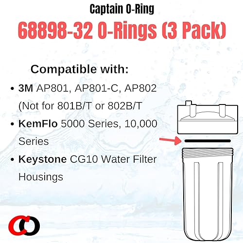 Miniatura 2 de Captain O-Ring - 68898-32 Juntas tóricas de repuesto para filtros de agua 3M AP801, AP801-C, AP802, KemFlo 5000 y 10,000 series (paquete de 3)