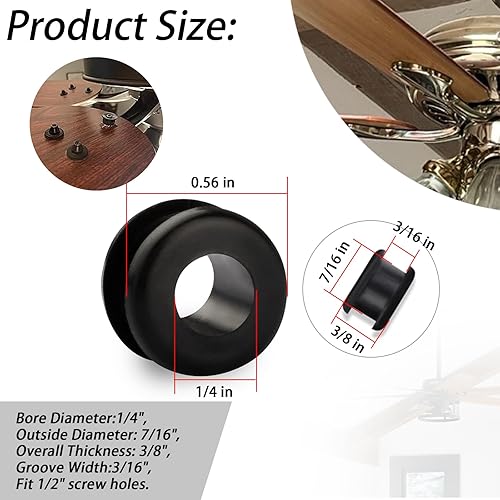 Miniatura 4 de 40 ojales de goma de repuesto antiguosvintagediscontinuos, para ventilador de techo Hunter (40 negro)