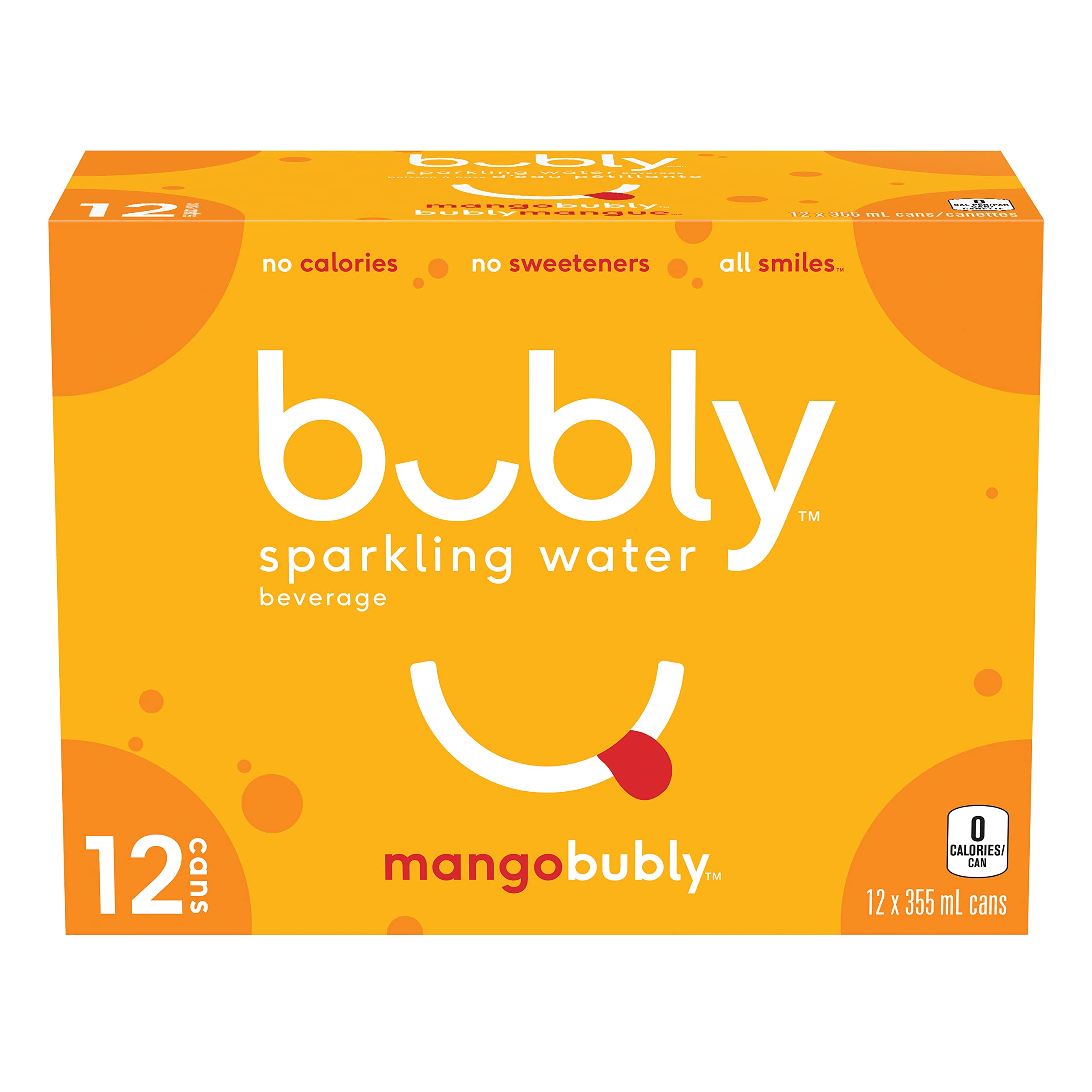 Bubly Sparkling Water mangobubly, 355 mL Cans, 12 Pack