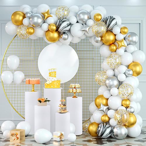 Miniatura 7 de tchrules Juego de 5 fundas de elastano para pedestal cilíndrico, fundas redondas para caja de exhibición de zócalo, fundas de elastano para fiestas