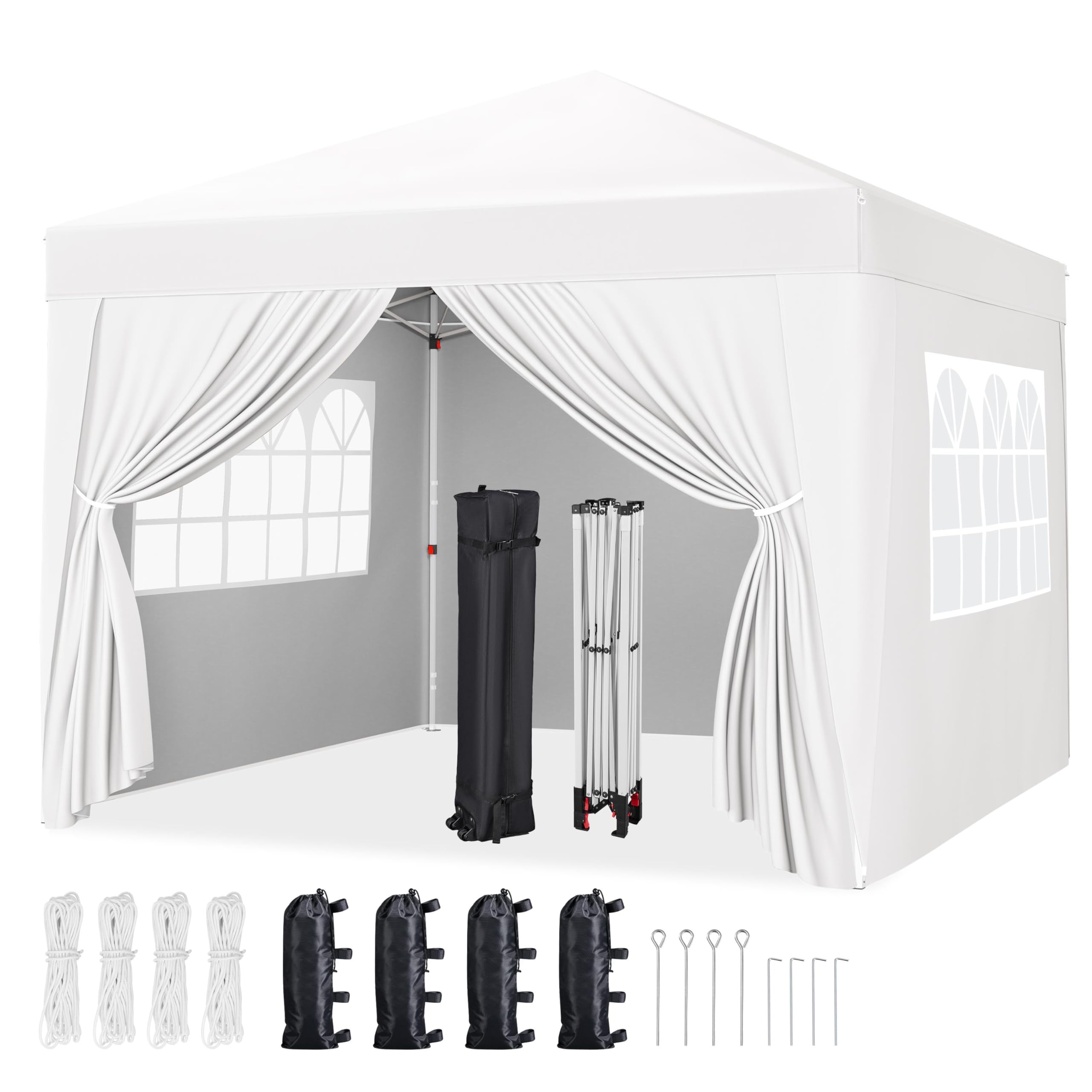 Yaheetech Waterproof Outdoor Tent for Beach Sun Shelter and Portable Instant Canopy with Sandbags and Ropes, White  
Yah