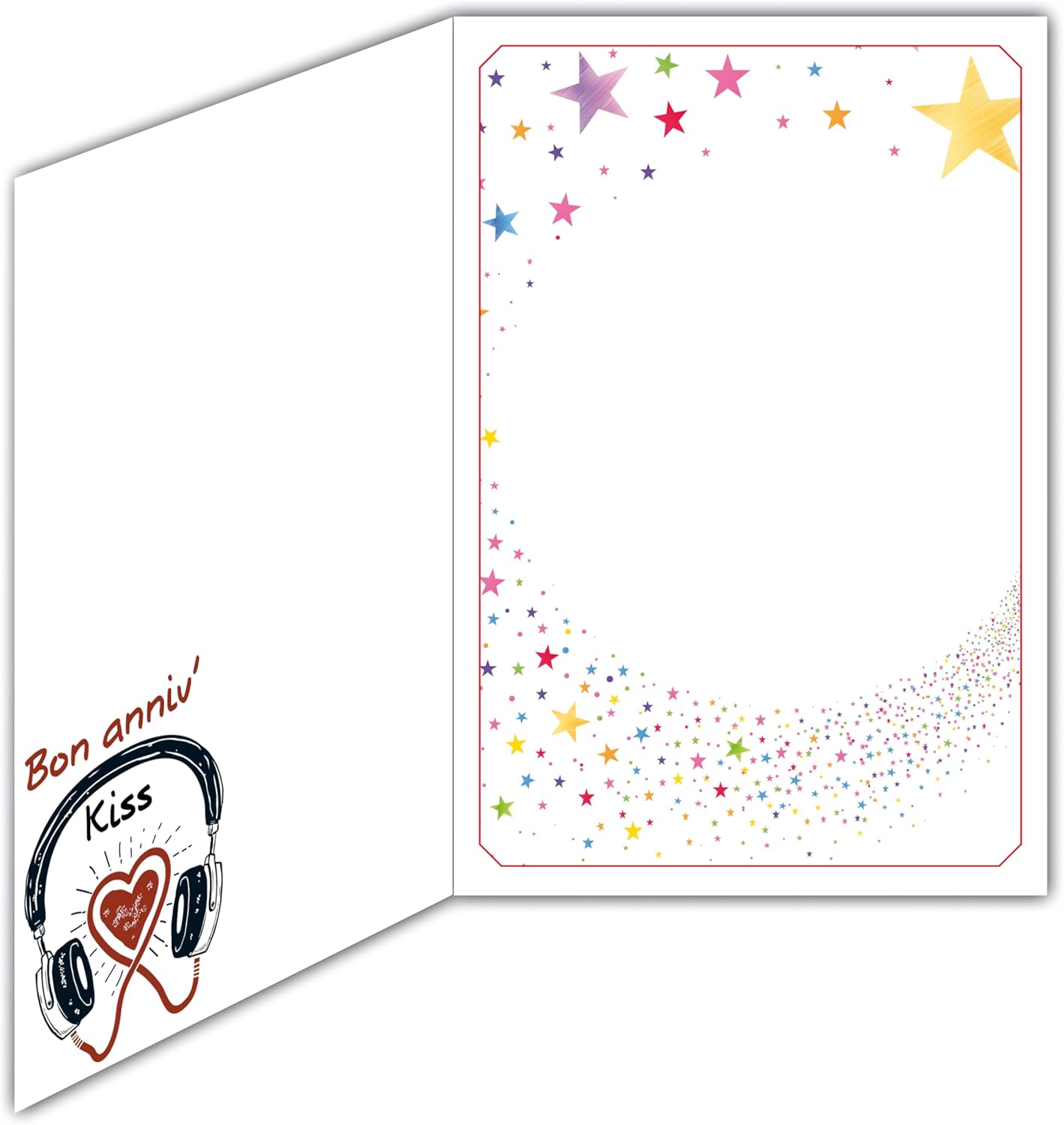 Humorous Happy Birthday Card with Illustrated Envelope 17.5 x 12 cm Monkey Gorilla Thinker Funny with Headphones – Creation Made in France 69-6212