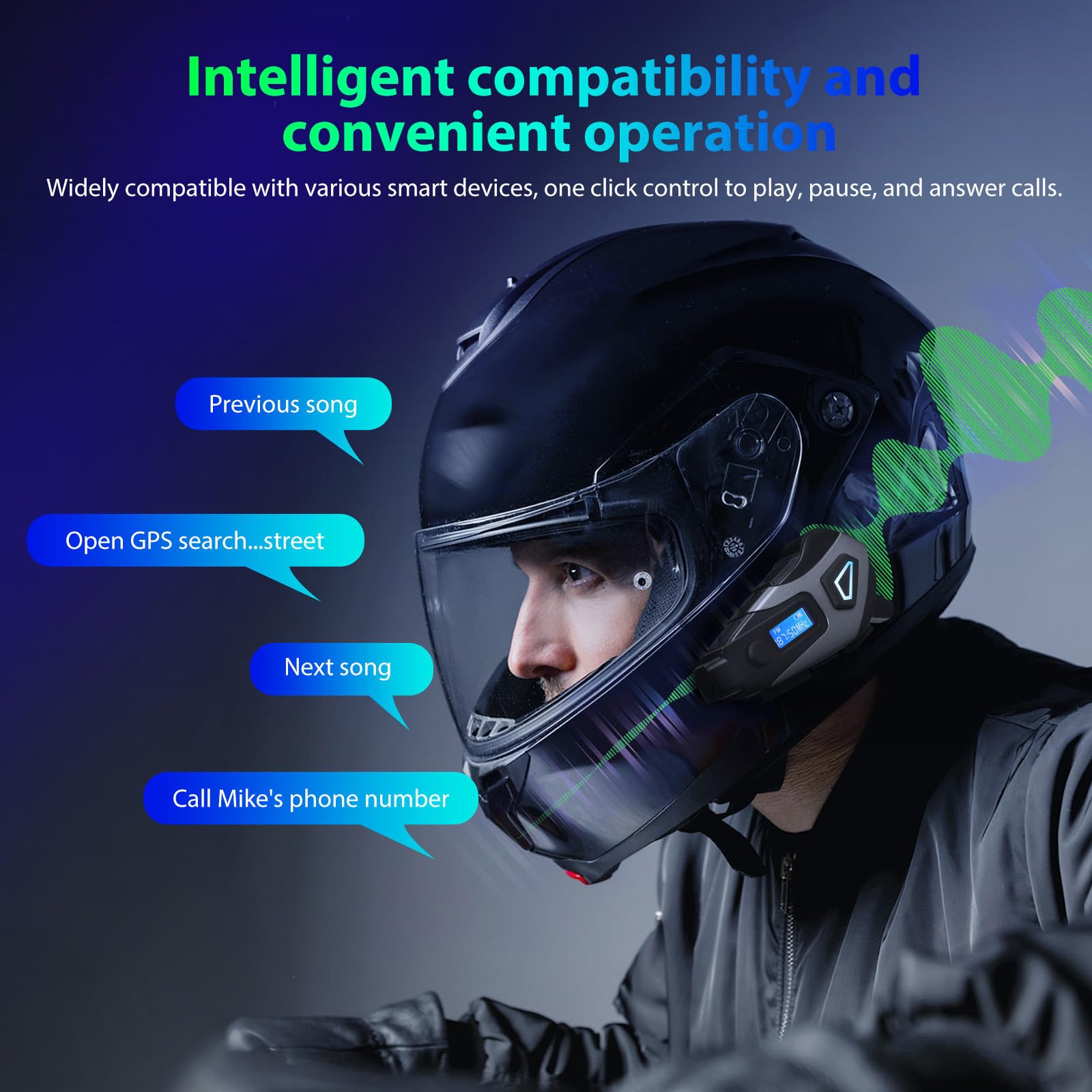 BESPORTBLE Écouteurs sans Fil pour Casque de Moto Micro Bruit, Batterie 1200mah, Matériau Abs, Confort Prolongé pour Hommes et Femmes
