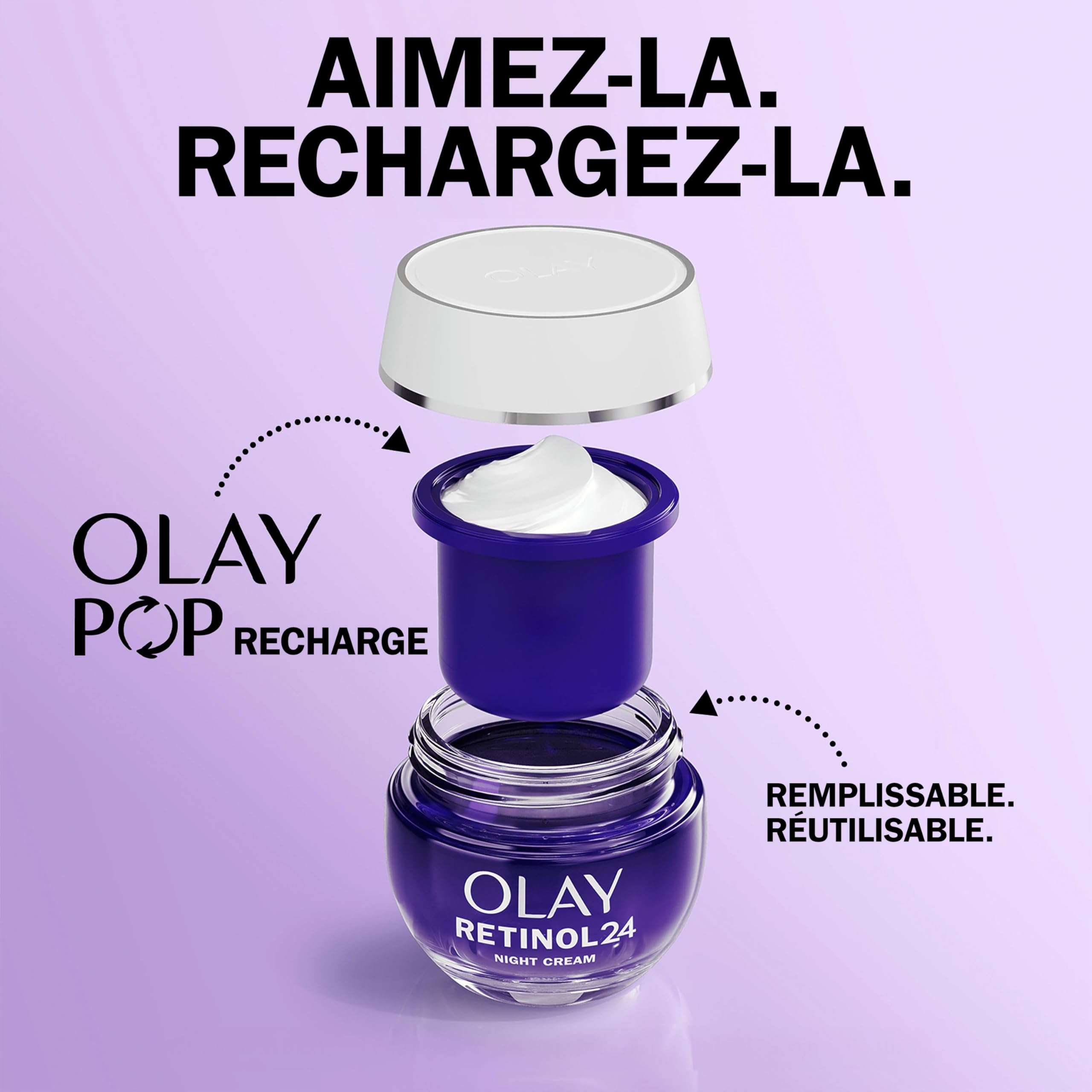 Olay Retinol 24 Crème de Nuit Hydratante pour le Visage, Soin à la Vitamine E Antioxydant. Soin de Nuit Anti-Âge: Lisse, Régénère et Hydrate, 50ml