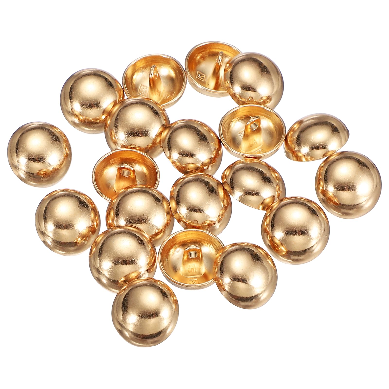 sourcing map 20pcs Half-Domed Metal Sewing Buttons, 18mm / 0.71" Half Round Mushroom Pearl Cap Metal Buttons with Shank for Blazer Suit Coat Jacket Cloth Garment Decoration, Golden