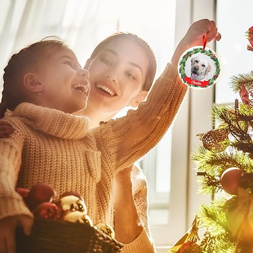 Miniatura 79 de Adorno de Navidad personalizado, foto personalizada con imagen y nombre, decoración del árbol de Navidad, bolsa de terciopelo incluida, adorno