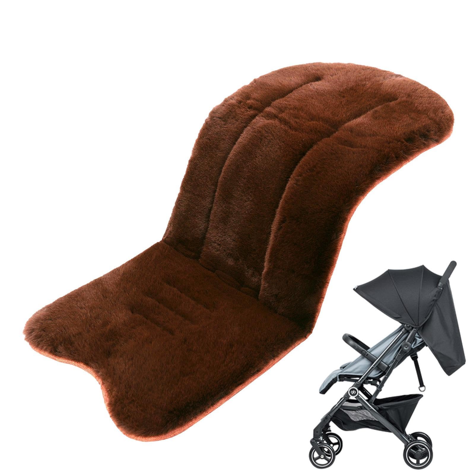 Anulely Coffee Baby Pushchair Seat Liners 78 X 35Cm Faux Sheepskin Pram Liner Stroller Cushion Breathable Baby Stroller Seat Pad Liners For Most Baby Strollers, Car Seat, Baby Carrier