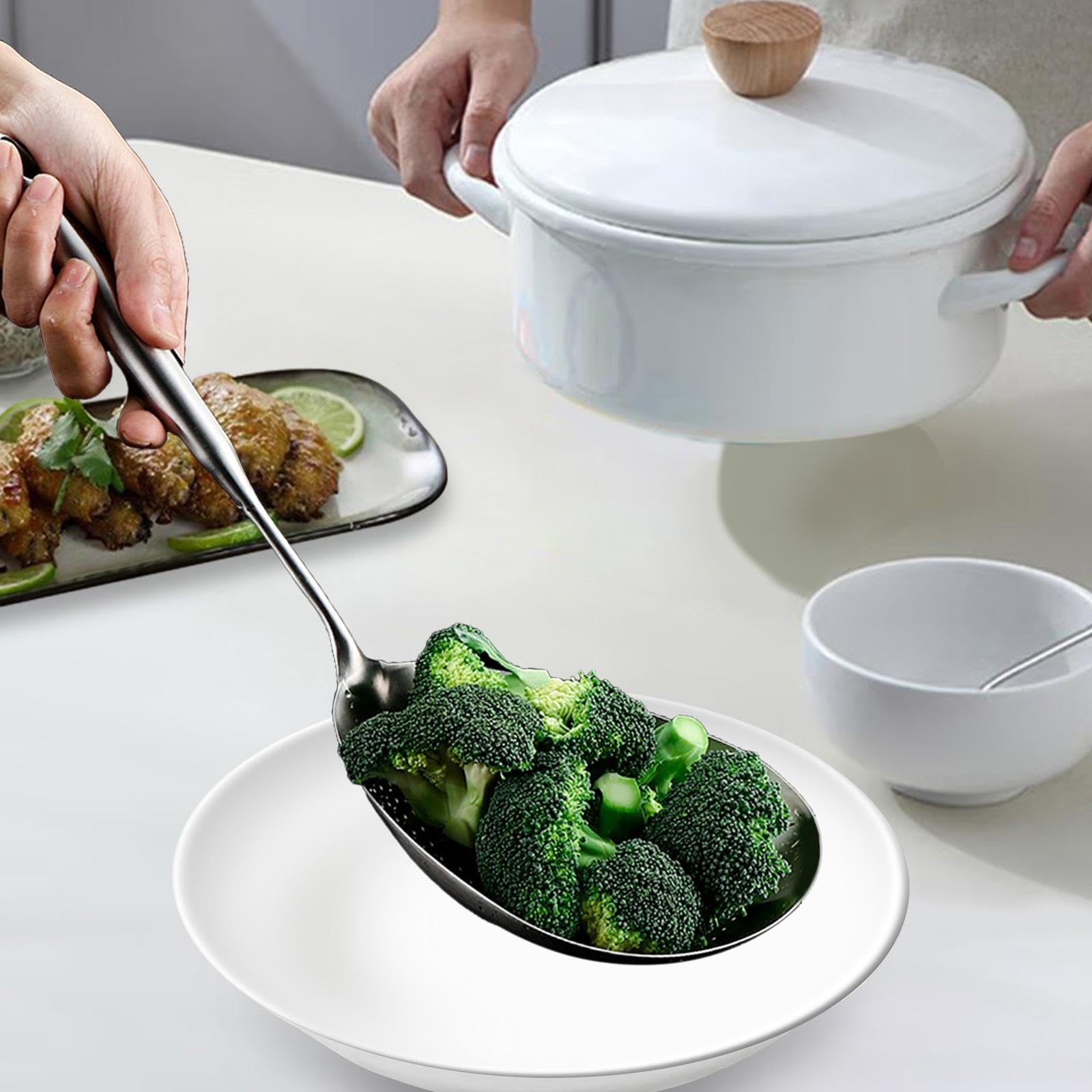 Escumadeira Tenta Kitchen - Aço Inoxidável Microperfurado 18cm